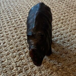 Handcrafted Black Rhino Figurine Decorative Accent